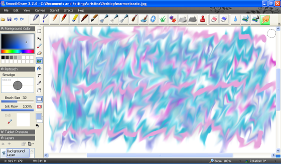L'effetto carta marmorizzata ottenuto con lo strumento Smudge in SmoothDraw
